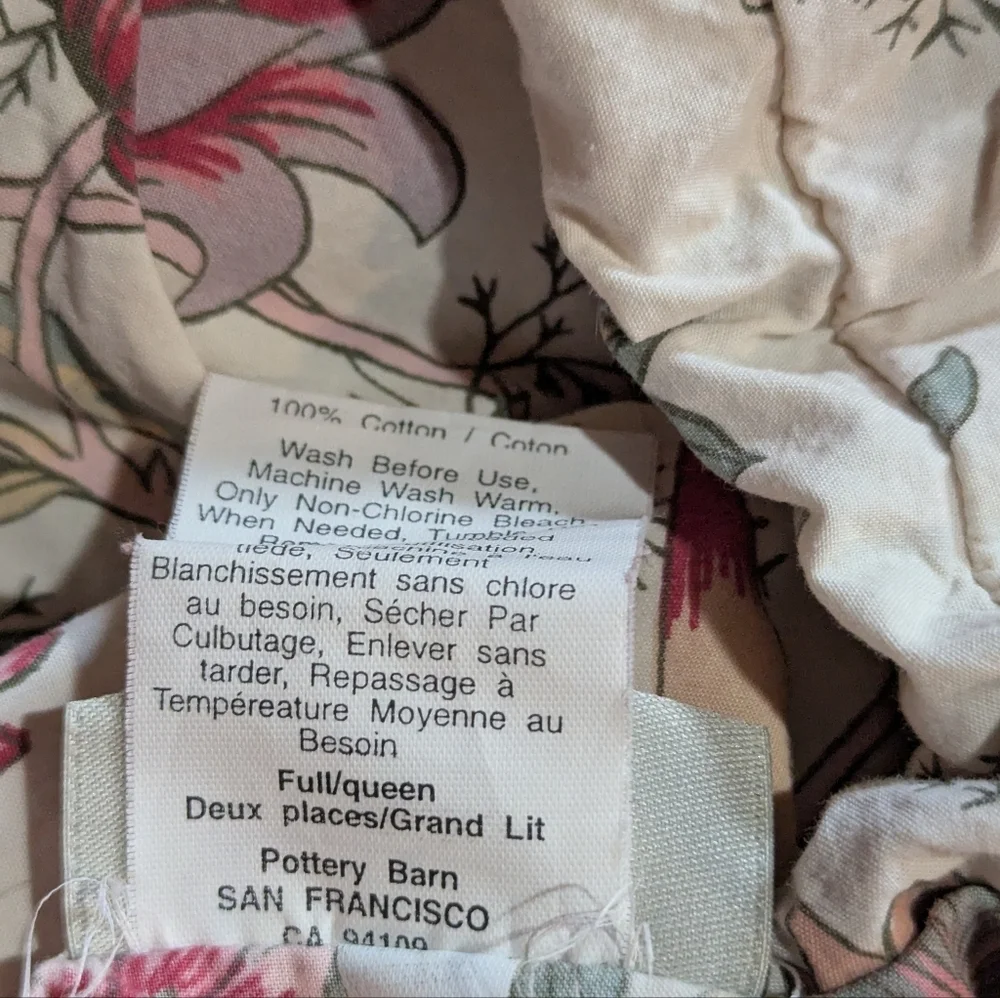 Pottery Barn Full/Queen Duvet Cover Palampore Jacobean Cream Red Preppy Cottage
